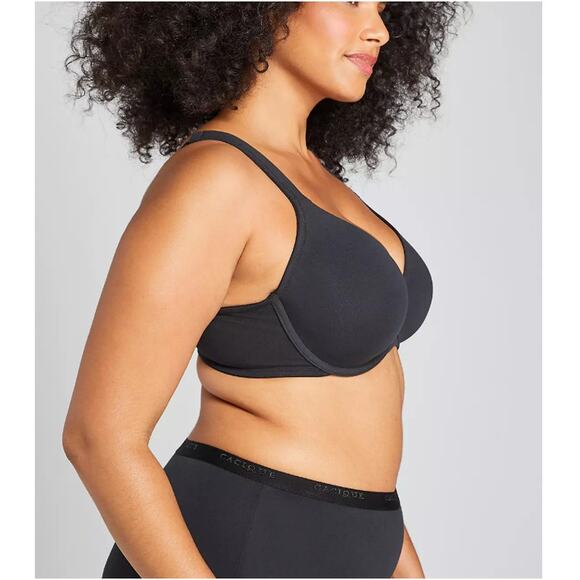 New CACIQUE Women's Black Cotton Lightly Lined Full Coverage Bra Size 42F - Picture 3 of 8